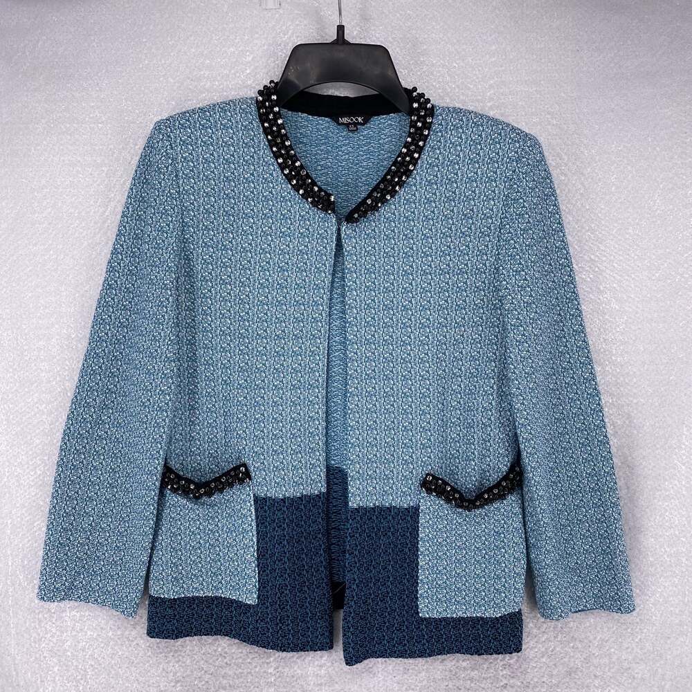 Misook Women’s XS Hook Closure Long Sleeve Knit / Beaded Jacket